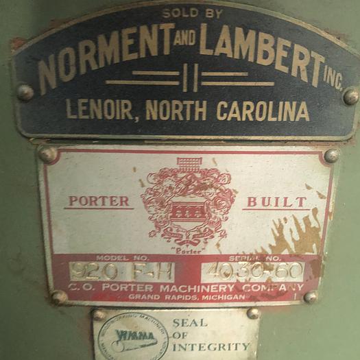 Used PORTER 920FH OVERHEAD PIN ROUTER