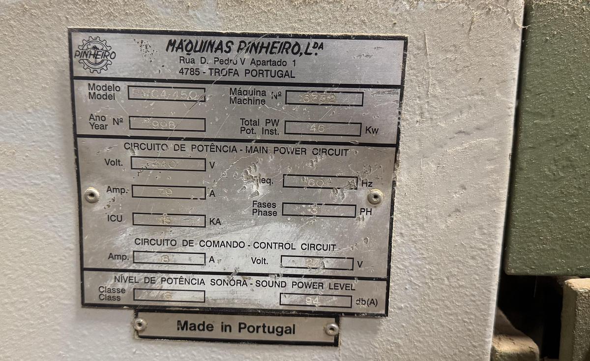 Used PINHIERO MODEL RMC4-450, 18" 4-SIDED PLANER-MOULDER