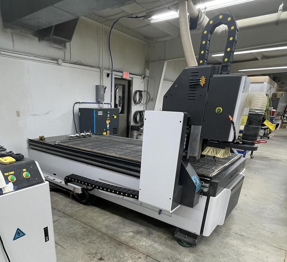 Used CNC PLUS M5S-1325, 4' x 8', 3-AXIS CNC ROUTER WITH LINEAR 4-TOOL TOOL-CHANGER