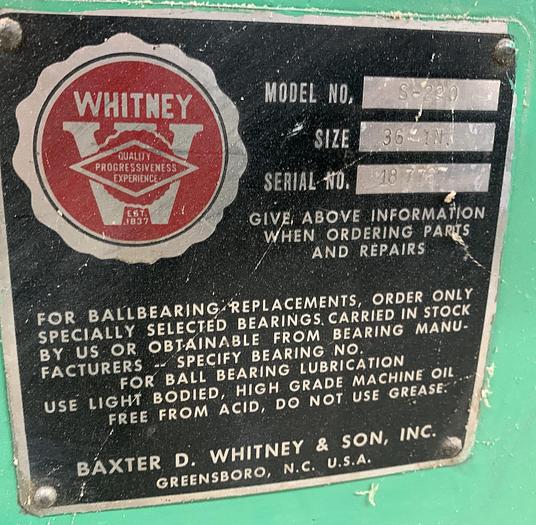 Used NEWMAN-WHITNEY S-290, 36" PLANER