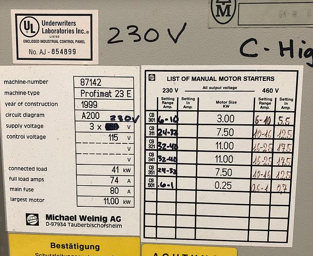 Used WEINIG PROFIMAT 23E, 5-HEAD MOULDER