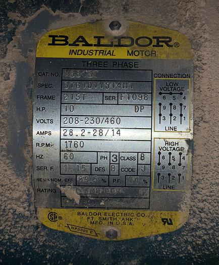 Used KELLOG-AMERICAN 10 HP PISTON-TYPE AIR-COMPRESSOR