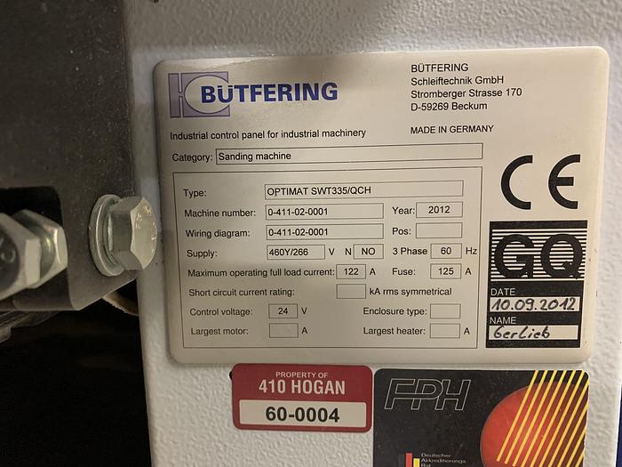 Used BUFTERING OPTIMAT SWT-335-QCH, 50", 3-HEAD WIDE-BELT SANDER