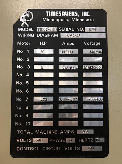 Used TIMESAVERS TB337, 37" TOP-HEAD ABRASIVE PLANER