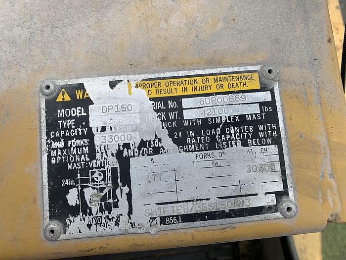 Used CATERPILLAR DP-150, 30,000 LB DIESEL FORK-LIFT
