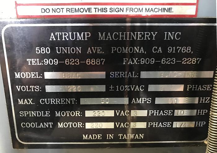 Used ATRUMP B8AC 50 INCH x 22 INCH CNC VERTICAL MILL WITH ATC AND ACCESSORIES