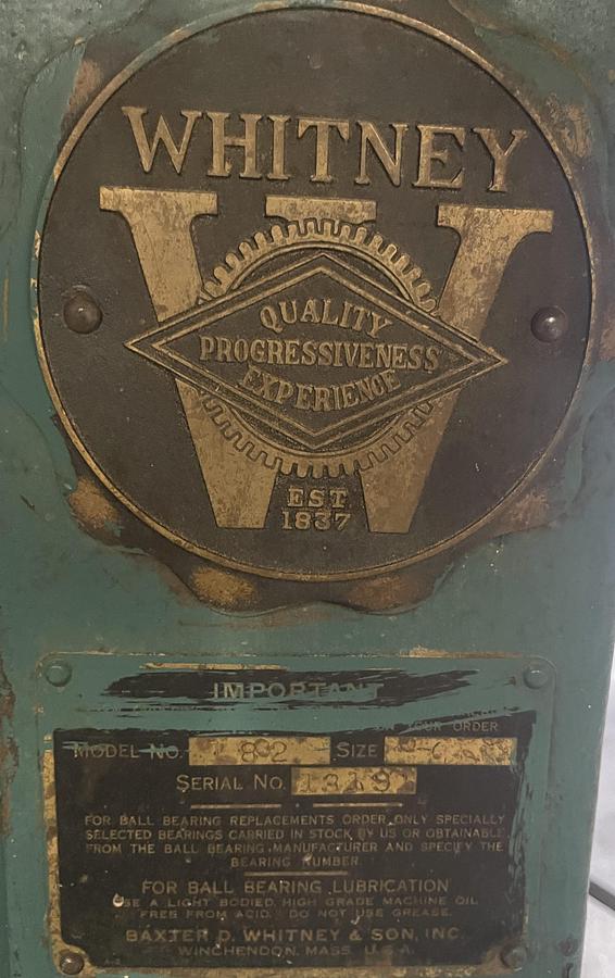 Used WHITNEY NO. 182 SINGLE-SPINDLE SHAPER