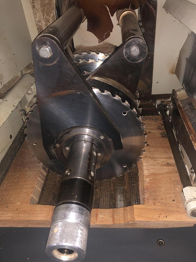 Used WEINIG RAIMANN PROFIRIP KR-310-M GANG RIPSAW WITH (2) MOVING BLADES WITH RAIMANN VALUE RIP IV GANG RIPSAW INFEED SYSTEM