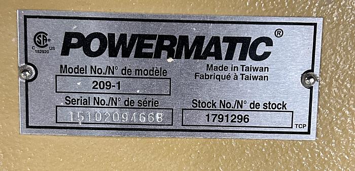 Used POWERMATIC 209-1, 20" PLANER
