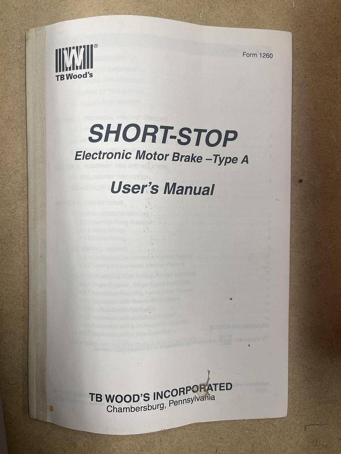 Used TB WOODS SS-4A-60 SHORT-STOP, 60 HP, 460 VOLT ELECTRIC BRAKE