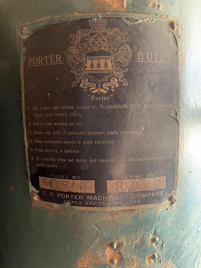 Used PORTER, NO. 5MB SINGLE-SPINDLE CARVER