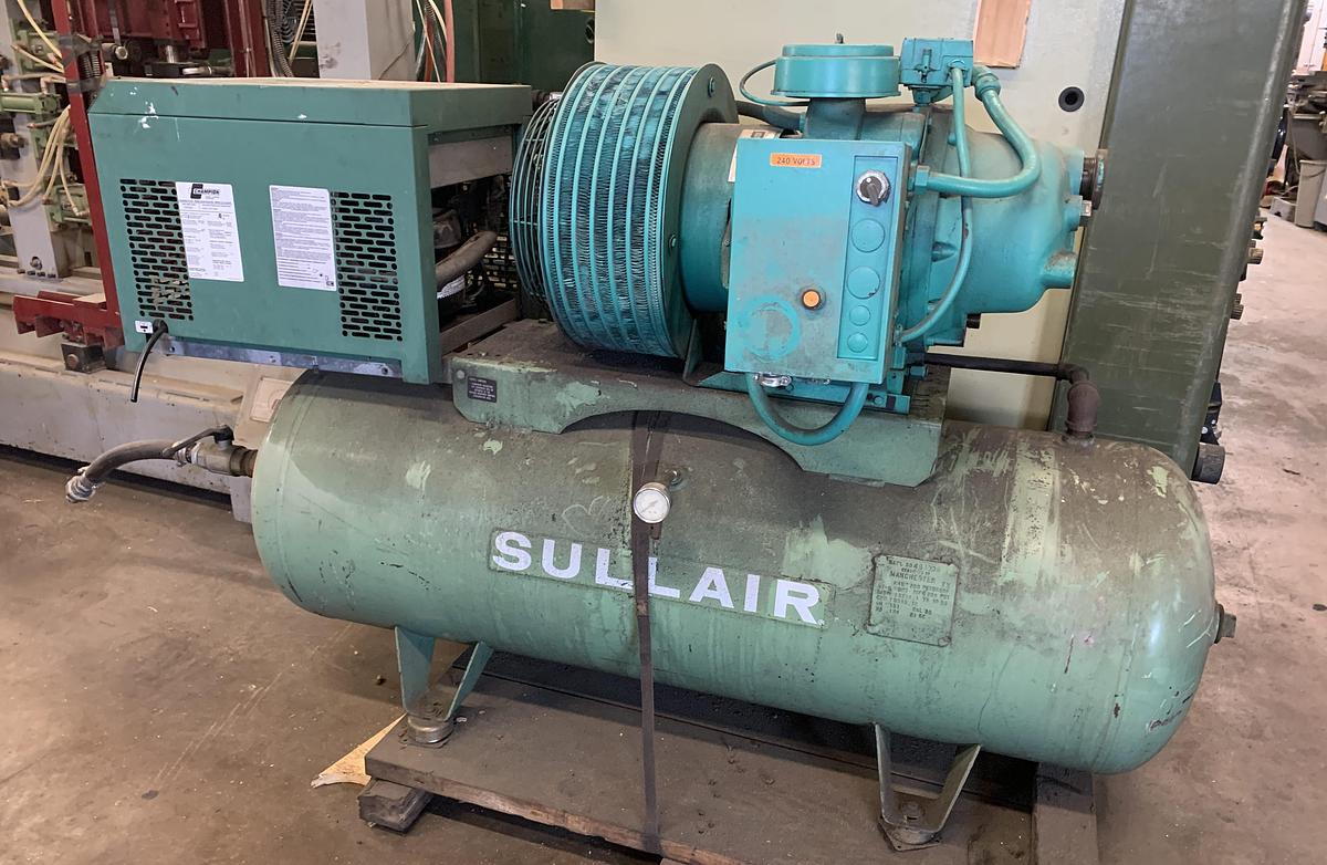 Used SULLAIR 20 HP SCREW-TYPE AIR-COMPRESSOR WITH CHAMPION AIR-DRYER
