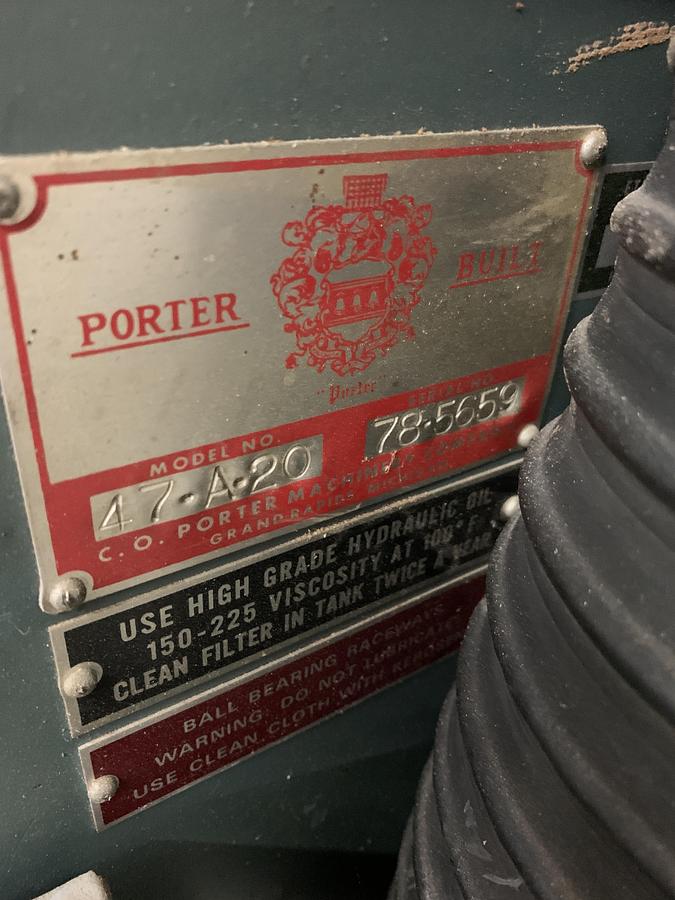Used (1) PORTER 47-A-20, HYDRACUT CUT-OFF SAW