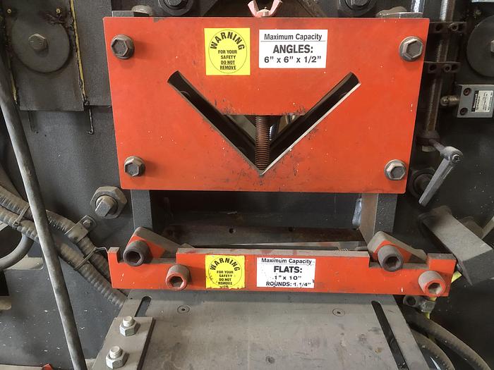 Used EDWARDS 100 TON, IV JAWS HYDRAULIC IRON WORKER 4 STATION ANGLE PLATE NOTCH PUNCH MACHINE