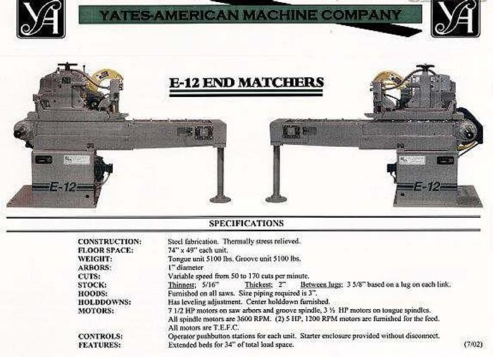 Used AMERICAN-YATES  E-12 END-MATCHER SET