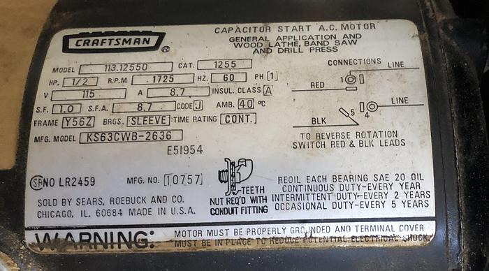 Used SEARS-CRAFTSMAN 113-21371 DRILL PRESS