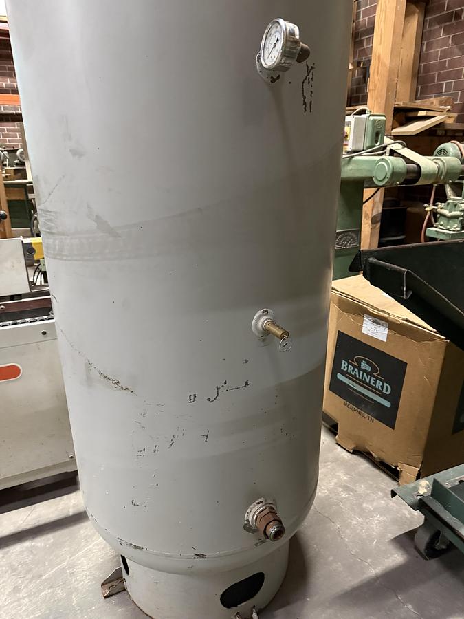 Used STEEL-FAB 200-GALLON VERTICAL COMPRESSED AIR RECEIVING TANK