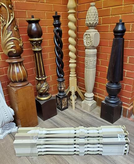 Used LARGE INVENTORY OF EXOTIC WOOD COLUMN AND SPINDLE ORIGINALS & PATTERNS