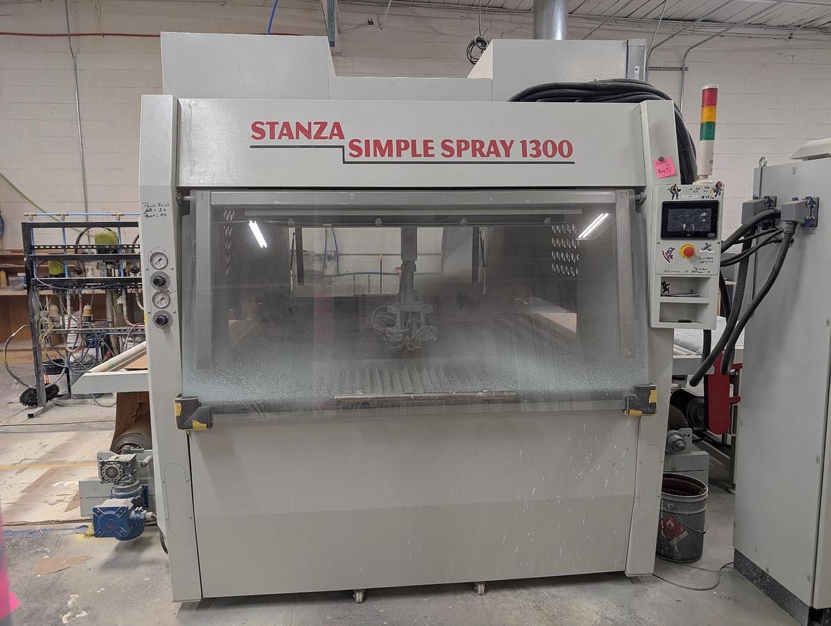 Used STANZA SIMPLE SPRAY 1300, 51" FEED-THROUGH FLAT-LINE 4-GUN FINISH SPRAY MACHINE