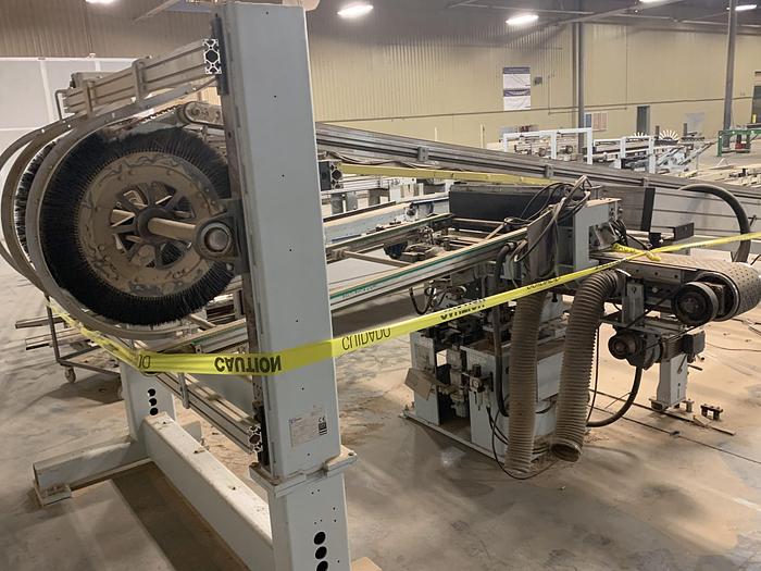 Used HOMAG POWER TVL370/15/02 BRUSH/WHEEL STYLE BOARD TURNER MATERIAL-HANDLING CONVEYOR SYSTEM
