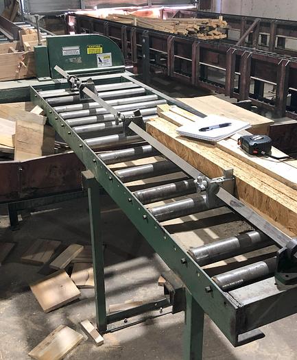 Used LAUDERDALE-HAMILTON, LH CUT-OFF SYSTEM WITH INFEED AND OUTFEED CONVEYORS WITH RULBAR AND STOPS