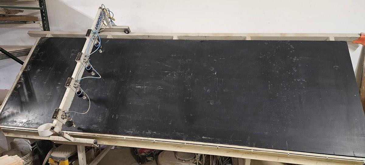 Used UNIQUE 80, 5' x 12' INCLINED CABINET FACE-FRAME CLAMP ASSEMBLY TABLE
