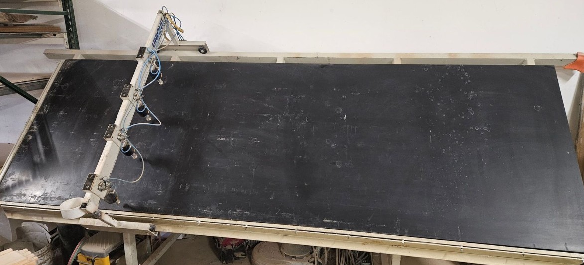 Used UNIQUE 80, 5' x 12' INCLINED CABINET FACE-FRAME CLAMP ASSEMBLY TABLE
