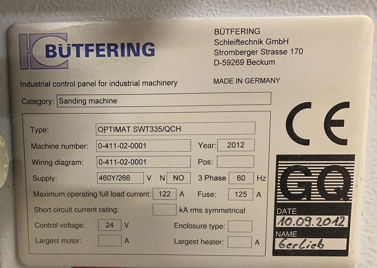 Used BUFTERING  OPTIMAT SWT-335-QCH, 50", 3-HEAD WIDE-BELT SANDER