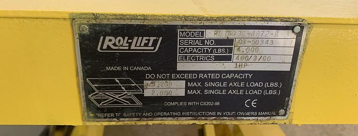 Used ROL-LIFT RL 740 36-4872-8, 4,000LBS SCISSOR-LIFT