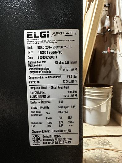 Used ELGI AIRMATE EFRD-250 REFRIDGERATED COMPRESSED AIR DRYER