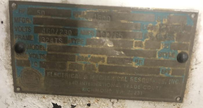 Used ELECTRICAL AND MECHANICAL RESOURCES 50 HP MOTOR