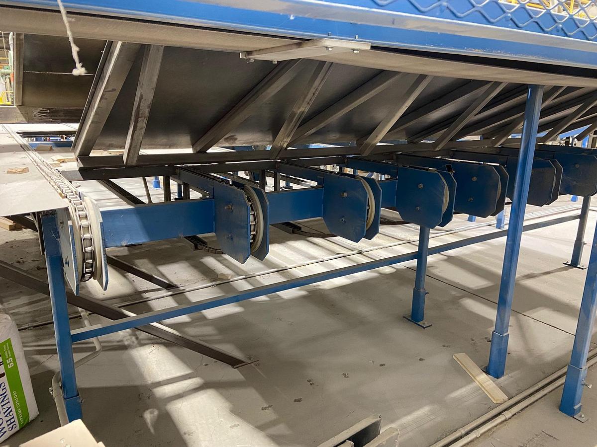 Used COMBINATION POWER BELT CONVEYORS & CHAIN-DECKS MATERIAL-HANDLING SYSTEM