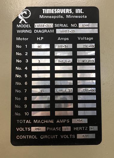 Used TIMESAVERS TB337-2HDA, 37" BOTTOM-HEAD ABRASIVE PLANER SANDER
