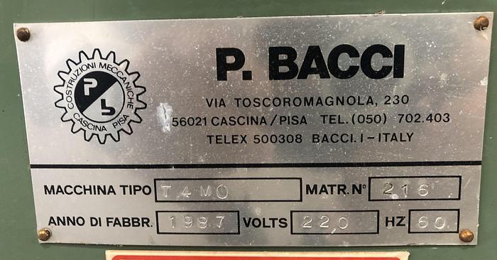 Used BACCI T4MO, 4-SPINDLE COPY SHAPER WITH SANDERS
