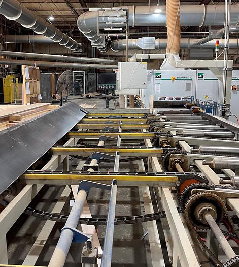 Used WEINIG RAIMANN PROFIRIP KR-310-M GANG RIPSAW WITH (2) MOVING BLADES WITH RAIMANN VALUE RIP IV GANG RIPSAW INFEED SYSTEM