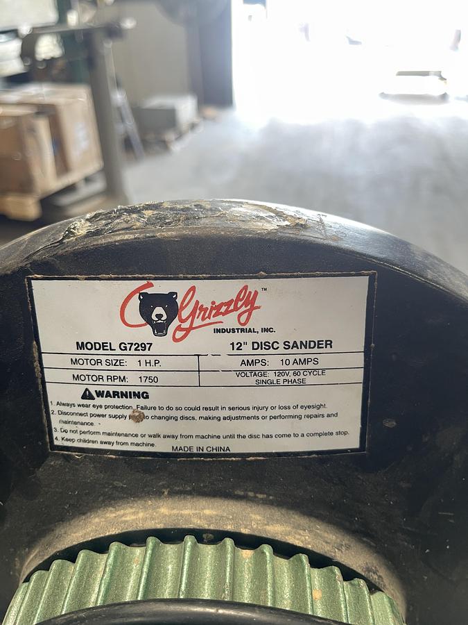 Used GRIZZLY, G7297 12" DISC SANDER