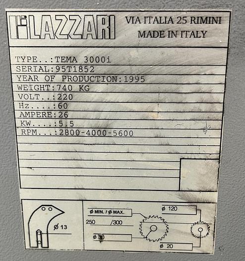 Used LAZZARI TEME-3000I SLIDING TABLE SAW