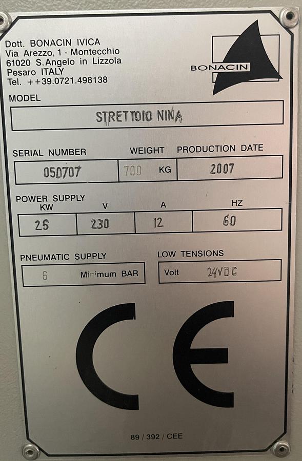 Used BONACIN IVACA STRETTOIO NINA 2500 CASE CLAMP