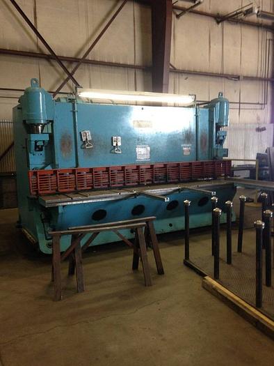 Pacific Hydraulic Shear 12′ 1/2″ Plate Capacity Metal Fabricating Machine with new blades.