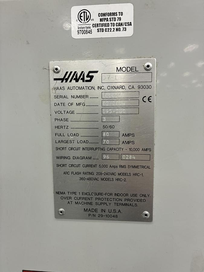 Used 2014 HAAS AUTOMATION INC D7-1