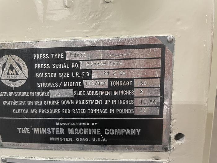 Used MINSTER P2-30-24