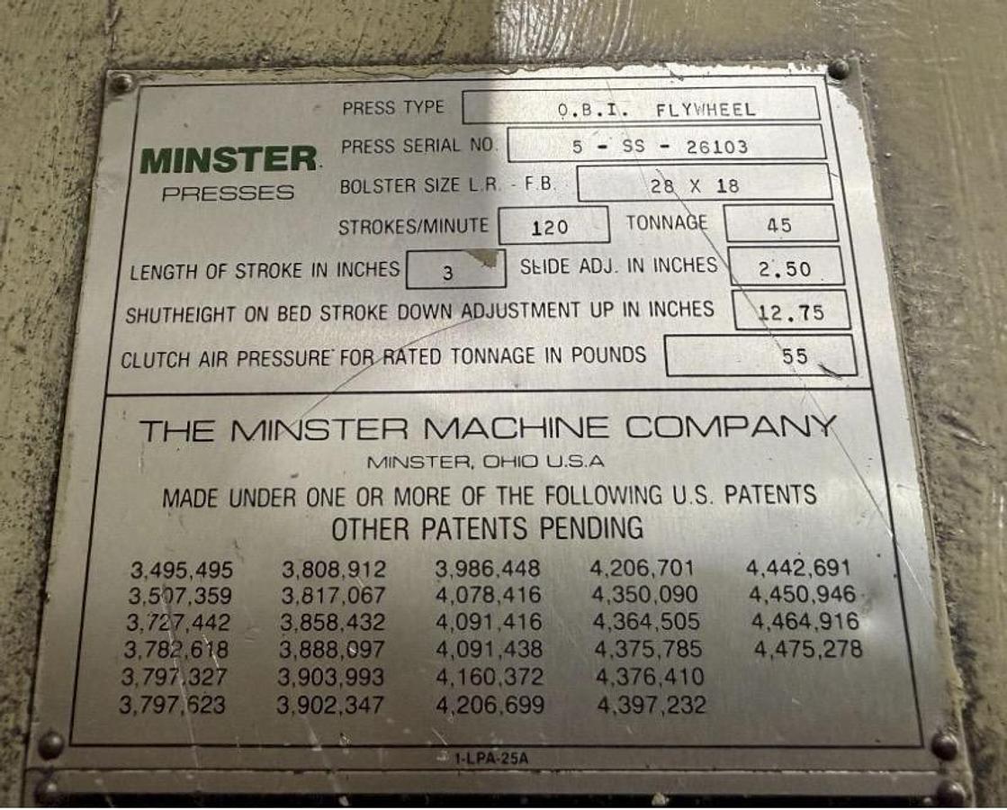 Used MINSTER 5SS