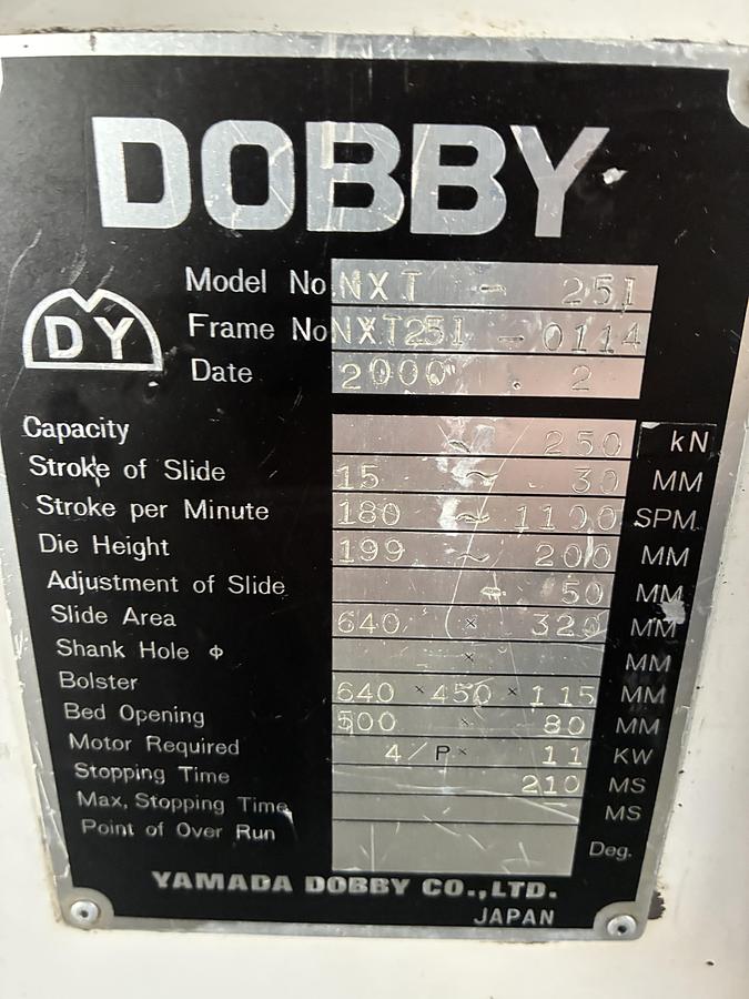 Used 2000 YAMADA DOBBY NXT251