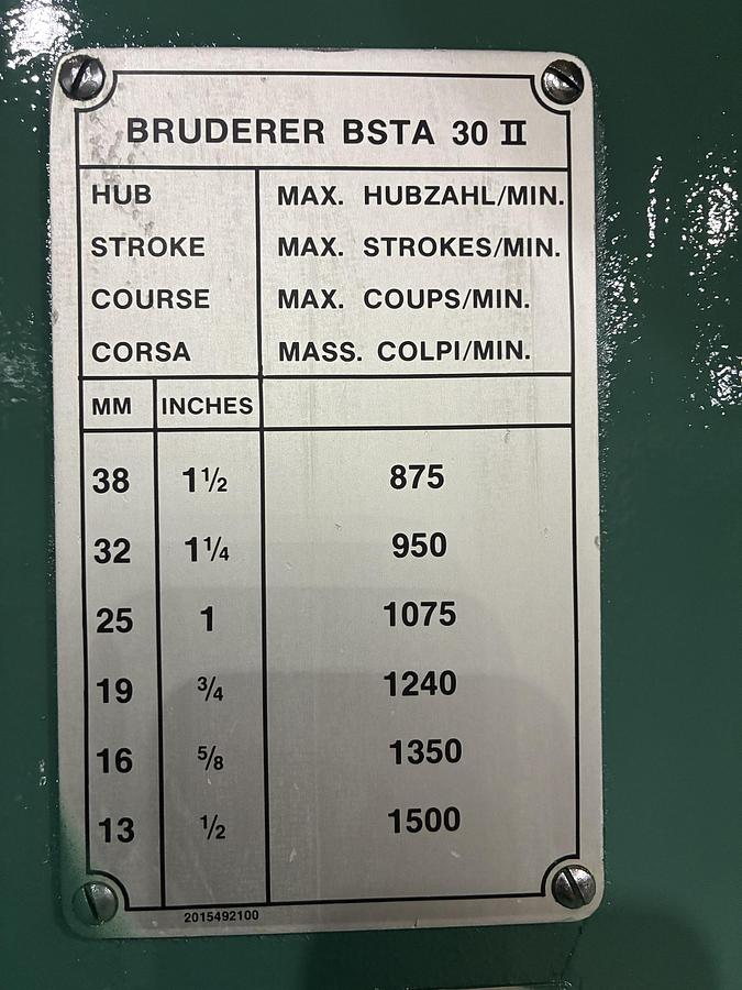 Used 1985 BRUDERER BSTA 30II