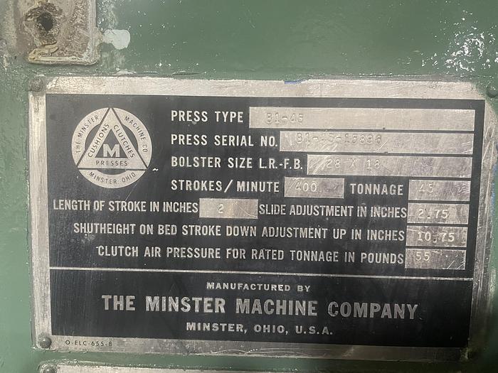 Used MINSTER B1-45