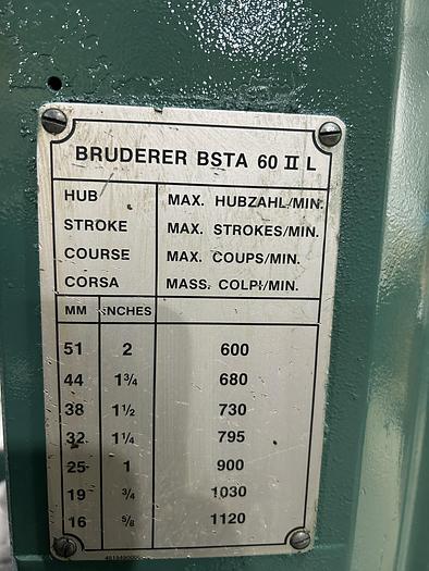 Used BRUDERER BSTA60IIEL