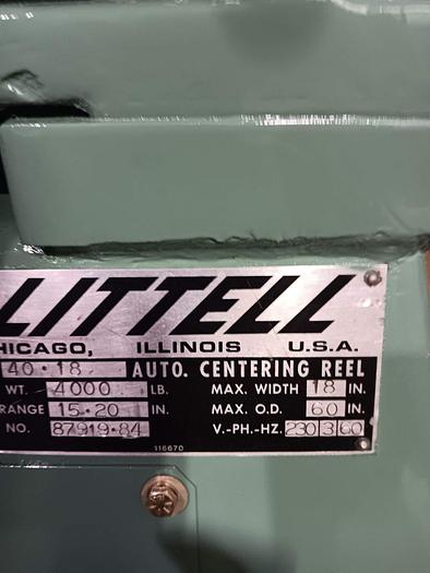 Used 4000 LBS LITTELL MODEL 40-18, MOTORIZED UNCOILER