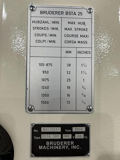 Used BRUDERER BSTA 30V