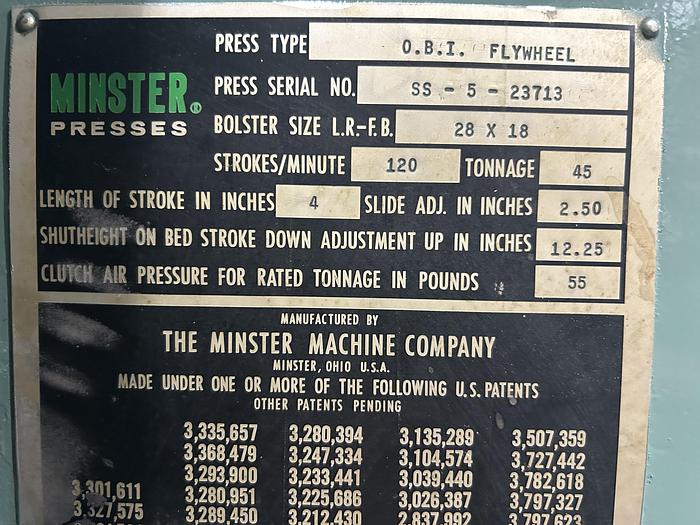 Used MINSTER 5SS