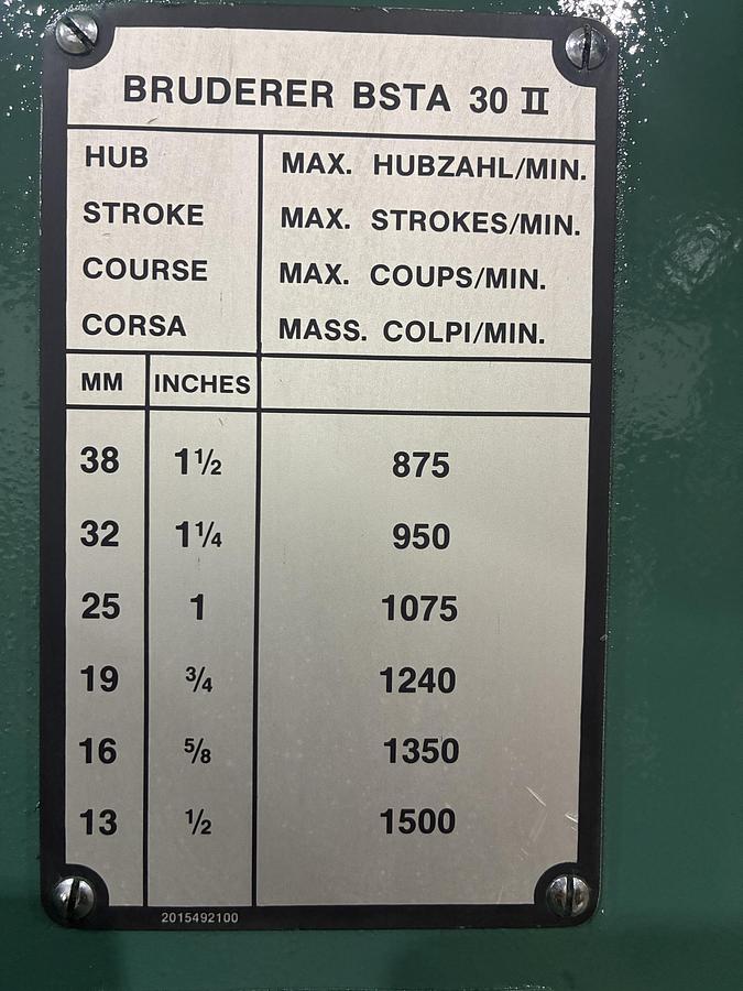 Used 1983 BRUDERER BSTA 30II